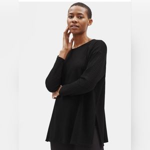 Eileen Fisher Tencel Stretch Ribbed Black Tunic (XS)